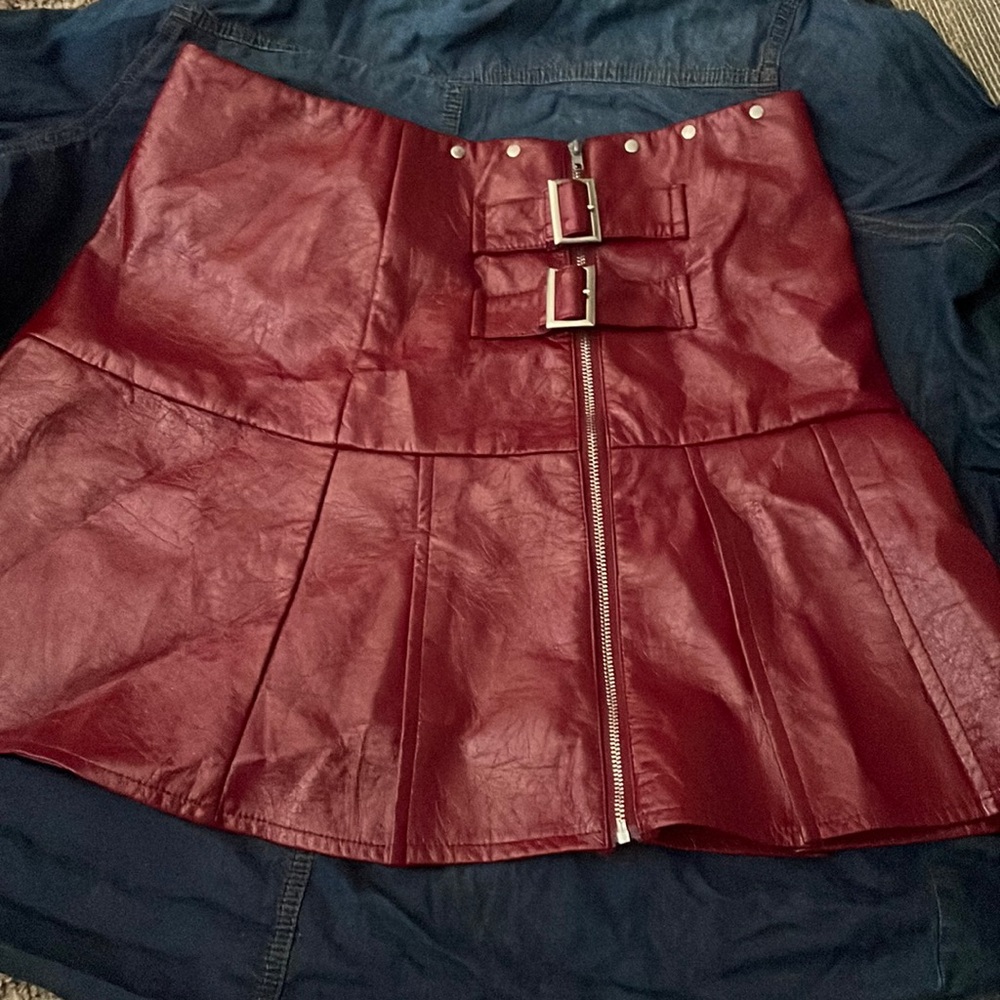 Cider Red Button Studded Skirt